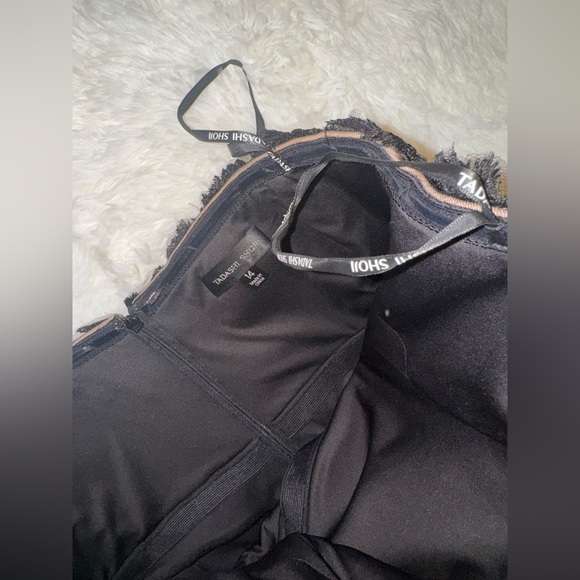 NWOT Tadashi Shoji Dresden Draped Sequin Embroidered Strapless Black Gown Sz 14 - Picture 4 of 8